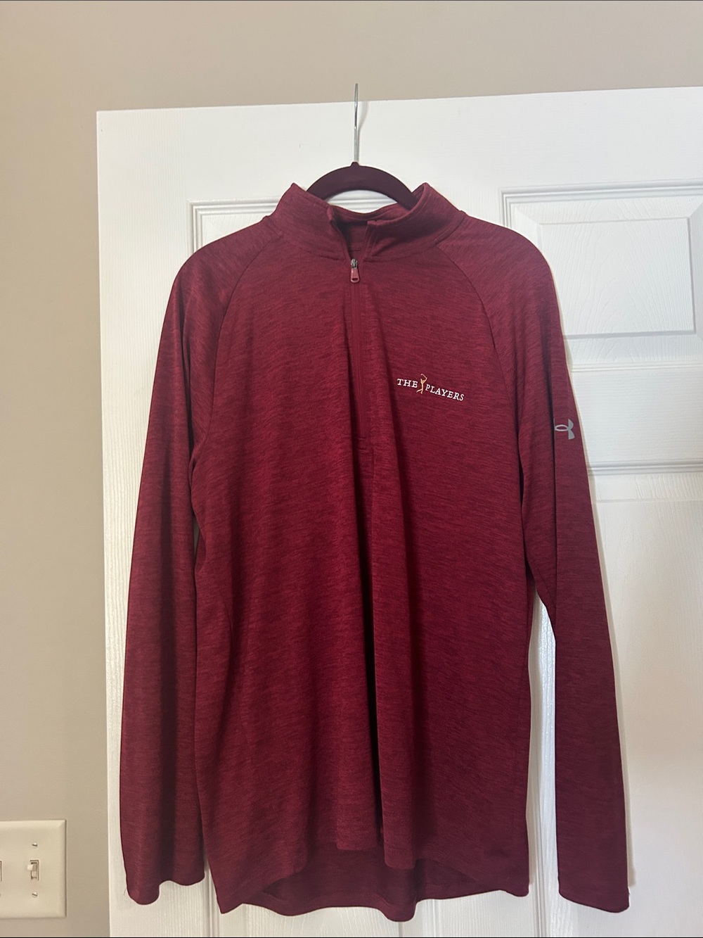 The Players Under Armour Maroon Heather Quarter-Zip Pullover